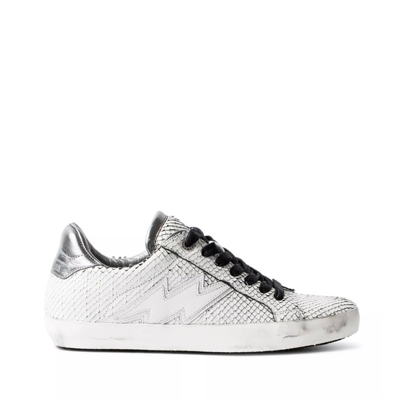 Zadig & Voltaire Keith Flash Low Top Sneakers US 7.5 White Black $270 - Picture 1 of 9